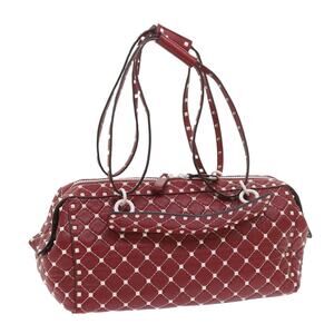 VALENTINO Rock Studs Shoulder Bag Lamb Skin Red White